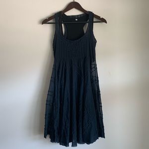 Johnny Was Biya Navy Sheer Embroidered Tank Dress